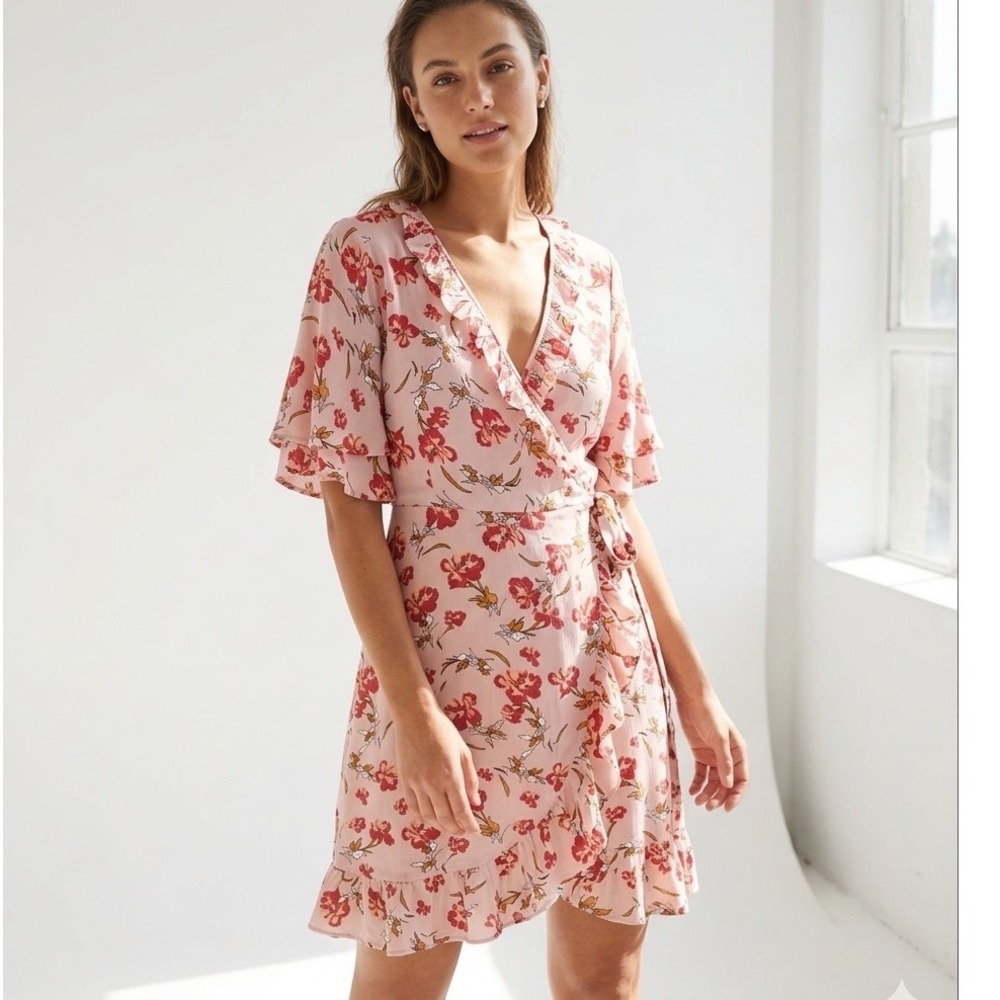 ByTiMo Floral Wrap Dress Pink size Medium